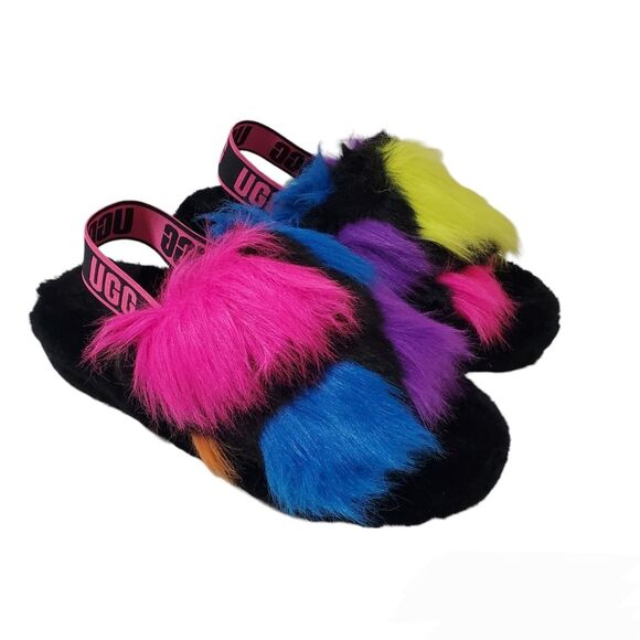 UGG Fluff Yeah Party Spots Slipper Sandals Size 8 - Picture 2 of 9